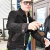 Brad Pitt F1 The Movie Black Suede Leather Jacket Front