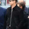 Brad Pitt F1 The Movie Black Suede Leather Jacket Front View