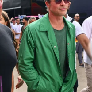 Brad Pitt F1 The Movie Green Satin Jacket