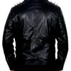 Brandon Mens Ghost Rider Black Cow Leather Double Rider Motorcycle Jacket Back