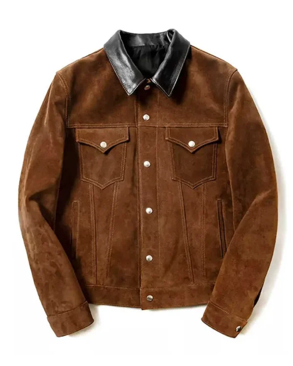 Brianne Brown Suede Leather Trucker Jacket