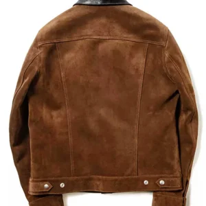 Brianne Brown Suede Leather Trucker Jacket Back