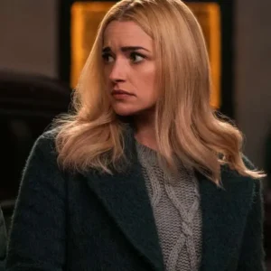 Brianne Howey Ginny & Georgia Green Wool Coat Front