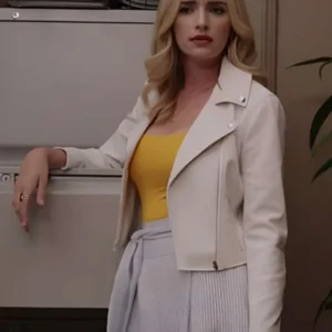 Brianne Howey Ginny & Georgia White Leather Jacket