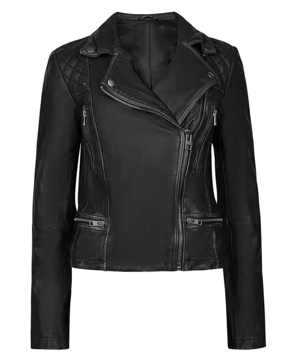 Brianne Howey Ginny and Georgia S03 Black Biker Jacket Front View