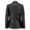 Brisa Two Button Sharp Black Leather Blazer Back
