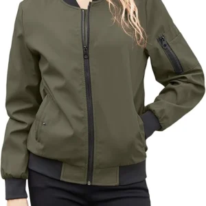 Britney Lightweight Zipper Cotton Bomber Jacket