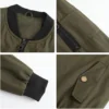Britney Lightweight Zipper Cotton Bomber Jacket Closeups