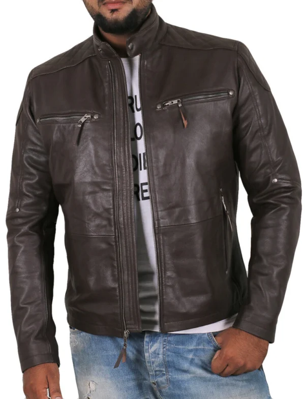 Bryce Crimson Motorcycle Style Brown Jacket