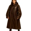 Buy Ana de Armas Ballerina Hooded Oversized Fire Leather Coat