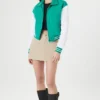 Buy Carmine Elegant Cropped Sea Green Varsity Jacket