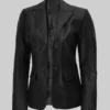 Buy Colten Plain Black Leather Blazer