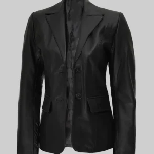 Buy Colten Plain Black Leather Blazer