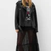 Buy Jaycie Multi Pockets Black Leather Biker Jacket