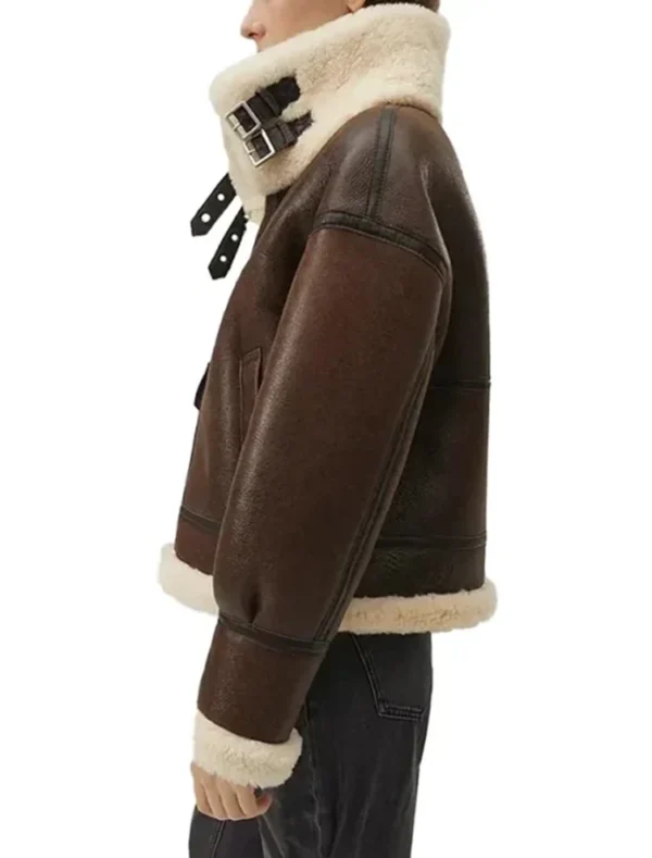 Buy Rosie Brown B3 Shearling Bomber Leather Aviator Jacket