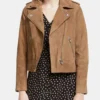 Cadence Brown Real Suede Leather Biker Jacket