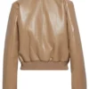 Cadyn Camel Faux Leather Bomber Jacket Side View Back