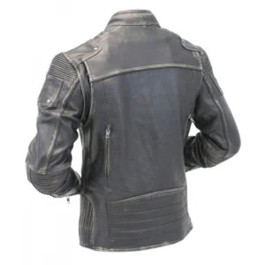 Caleb Gray Distressed Leather Jacket Back