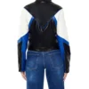 Cambri Color Block Real Leather Biker Style Jacket Back