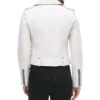 Carly Modern White Leather Biker Jacket Back