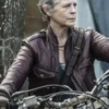Carol Peletier The Walking Dead Daryl Dixon S02 Leather Jacket closeup