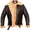 Casey Brown Shearling Lined Vintage Jacket Open Front