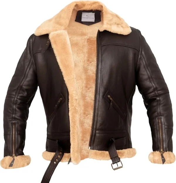 Casey Brown Shearling Lined Vintage Jacket Open Front