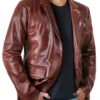 Cassy Brown Leather Blazer Jacket