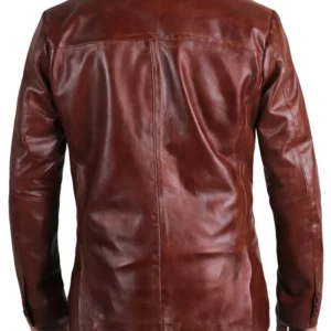 Cassy Brown Leather Blazer Jacket Back