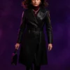 Catalina Sandino Moreno Ballerina Leather Trench Coat Front