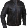 Catherine Mens Distressed Real Cow Leather Motorcycle Jacket Back