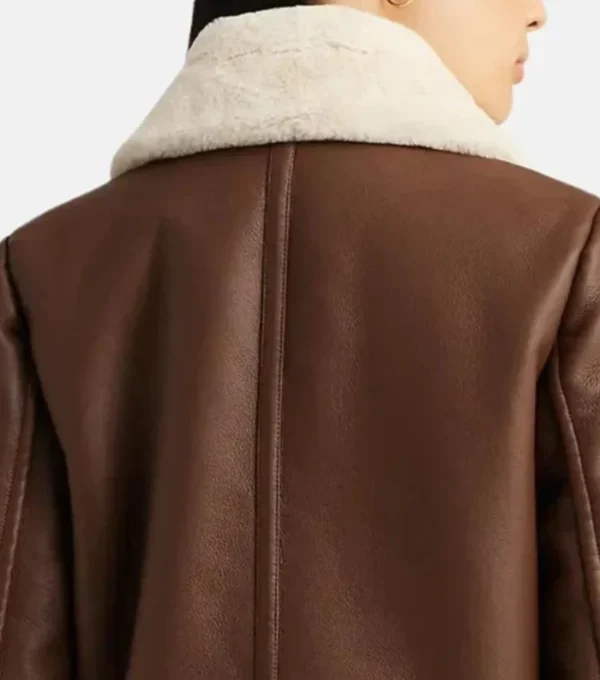 Cecelia Brown B3 Real Leather Jacket Back Closeup