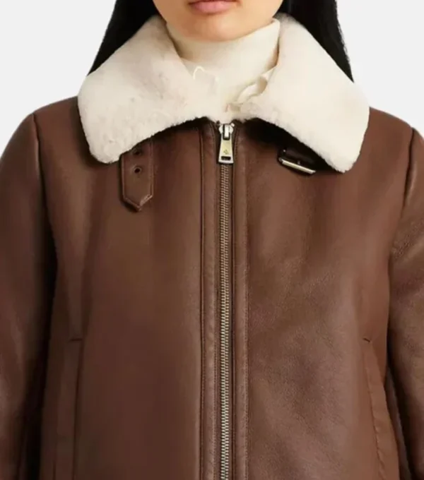 Cecelia Brown B3 Real Leather Jacket Front