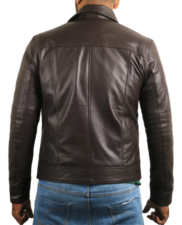 Celah Brown Aviator Leather Jacket Back