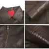 Celah Brown Aviator Leather Jacket Back Closeup