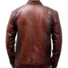 Celeste Cafe Racer Jacket in Brown Leather Back