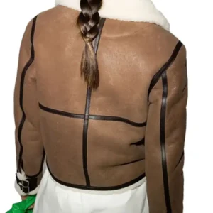 Charlie Shearling Aviator Brown Leather Bomber Jacket Back