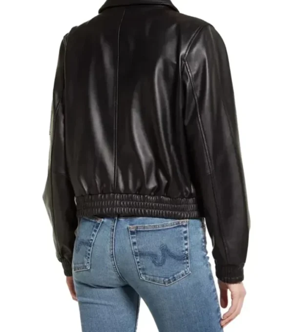 Chassidy Avaitor Bomber Black Leather Jacket Back