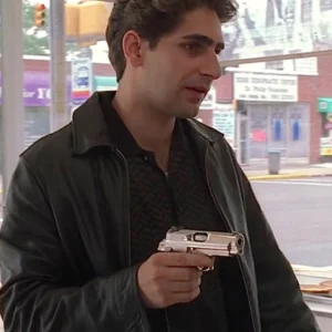 Christopher Moltisanti The Sopranos black biker jacket Close up