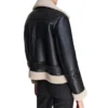Cole Notch Style Shearling Collar Black Biker Jacket Black