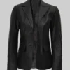 Colten Plain Black Leather Blazer