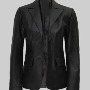 Colten Plain Black Leather Blazer