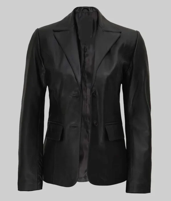 Colten Plain Black Leather Blazer