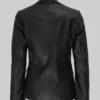 Colten Plain Black Leather Blazer Back
