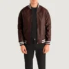 Colter Brown Varsity Leather Bomber Jacket