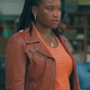 Courtney Taylor Ballard S01 Brown Leather Jacket Side View