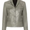 Courtney Taylor Ballard Series Green Leather Jacket Front