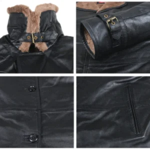 Cristina Shearling lined Aviator Leather Coat Closeup