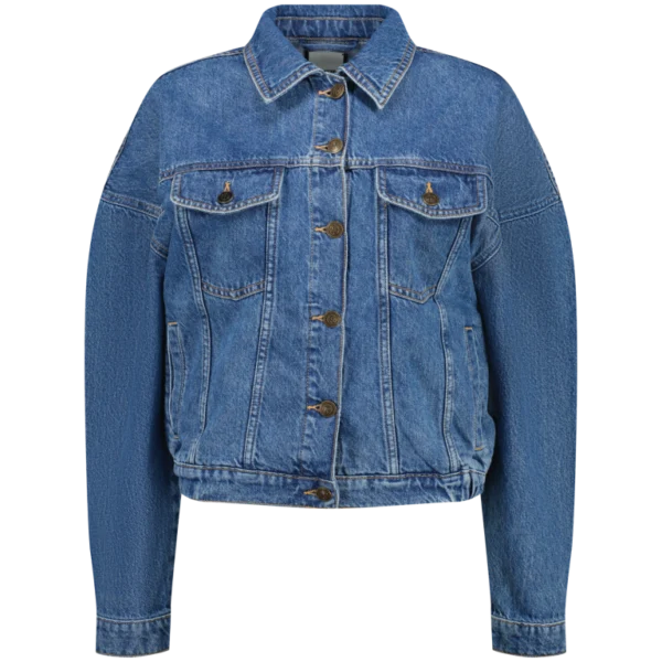 Crysti Refreshed Look Blue Bomber Denim Jacket