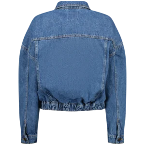 Crysti Refreshed Look Blue Bomber Denim Jacket Back